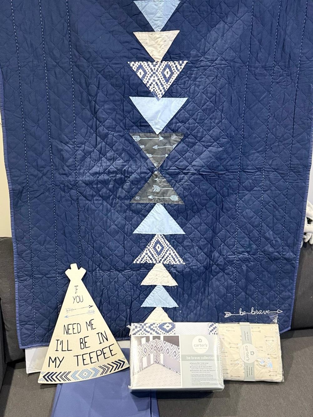 Carter's Navy and Light Blue Triangle Quilt